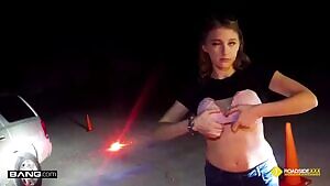 Melody Marks flashes at a traffic stop