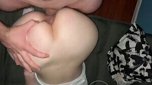My tight pussy lips gripping him before he drenches my back