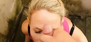 Blonde Facialized and Walking with Cum