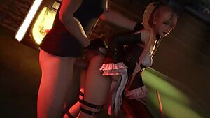 Marie Rose against the pool table,