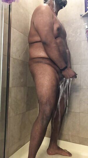 Starting my shower washing my beard and my junk