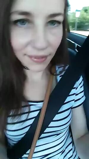 Driving and flashing pussy
