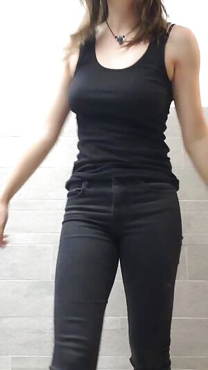 Doing a quick striptease in the bathroom between classes. Hopefully none of my teachers will notice how horny it makes me ;)