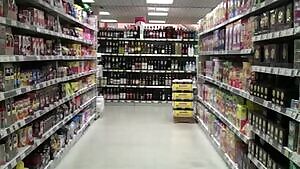 Quick supermarket flash. She was almost caught!