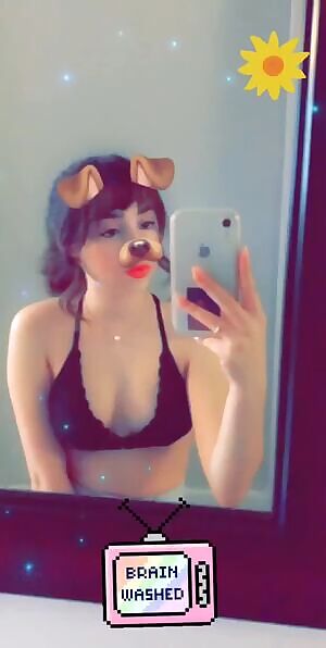 Showing off her small assets