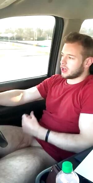 Getting off in his truck