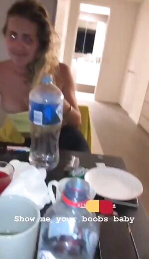 Drunk girl showing her boobs on her friend's story