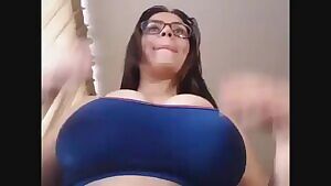 Perfect angle to drop these huge tits