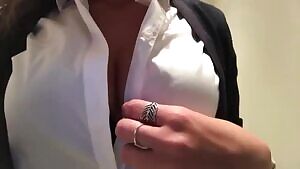Office Girl Flashing her Boobs