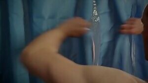 Rikki Lindhome fully nude with oiled rubdown in Hell Baby