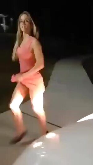 Drunk blonde Stripping on Public Street