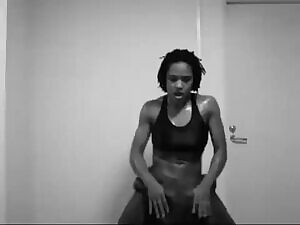 Sweaty fit girl dancing