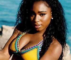 Normani's jiggling tits are the perfect landing spot