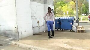 relief behind the dumpsters