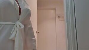 Having a bit of nipple an boob play in my white satin gown xx 54yo  🇦🇺💋