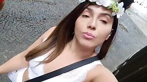 Brazilian flashing pussy at Carnival