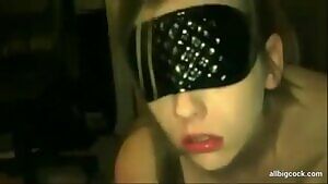Blindfolded Blonde Fucked, POV Suck