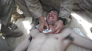 Marine demonstrates placing a FAST1 sternal intraosseous device