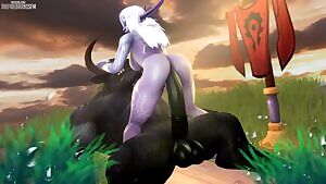 Nightbourne Getting Her Ass Wrecked by a Huge Tauren