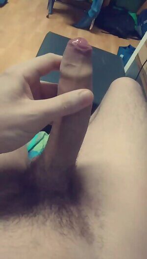 Stroking my uncut cock