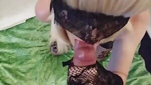 handjob onto her tongue