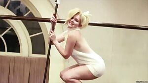 Cosplay Mercy in a Virgin Killer Sweater