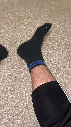 After a long day. Anyone interested in buying used socks?