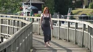 Chubby Redhead Flashing on the Bridge