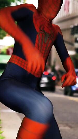 Spider-man has a slight mishap while slinging his web