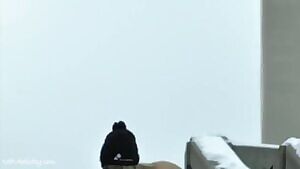 cute blonde nude in the snow