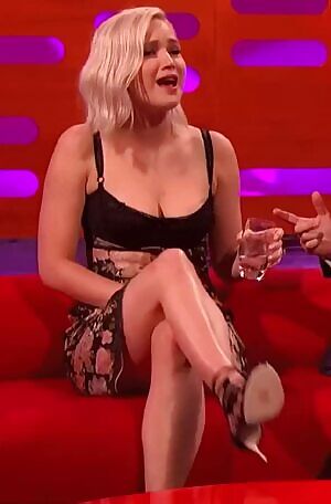 Just Jennifer Lawrence uncrossing her beautiful long legs on a British TV show and giving us a peak at what we all desire