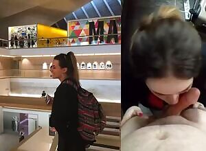 Freshman devoured his cock after their trip to the museum.