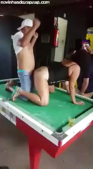 PUBLIC SEX - Public fuck on a pool table
