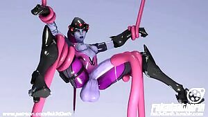 Widow, milked by tentacles