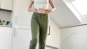 Got excited about my new panties and had to film a trade in my friend’s kitchen while she was showering