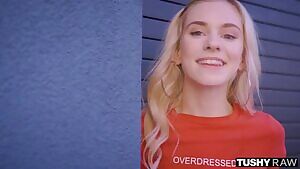 Dangling lips on display while getting analized