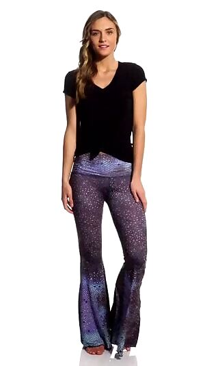 Teeki Teal Mermaid Fairy Queen Bell Bottom Yoga Pants