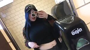 In the bathroom at school, hope a cutie walks in and sees me