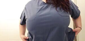 Titty drop in my Scrub top!
