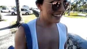 lashing my tits in South Beach