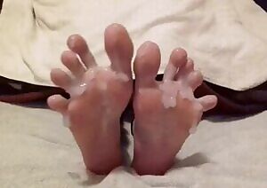 My toes loaded with cum