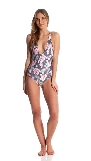 Stone Fox Swim Flor Gitano Front Plunge Palma One Piece Swimsuit