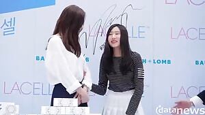 Krystal Jung noticing a Fan