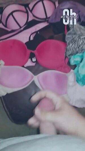 Unloading on moms bras and panties