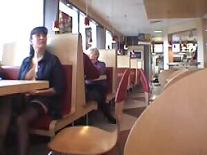 Flashing and teasing in a restaurant