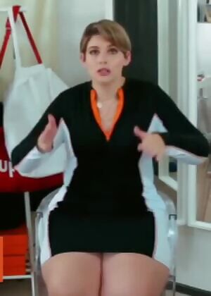 Her thighs fill up the whole chair