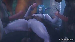 Night-elf in a Tauren gangbang