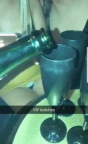 Upskirt view of tight dress wearing slut in club