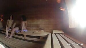 Chilling in the sauna.