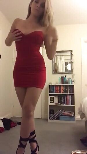 Red dress and high heels